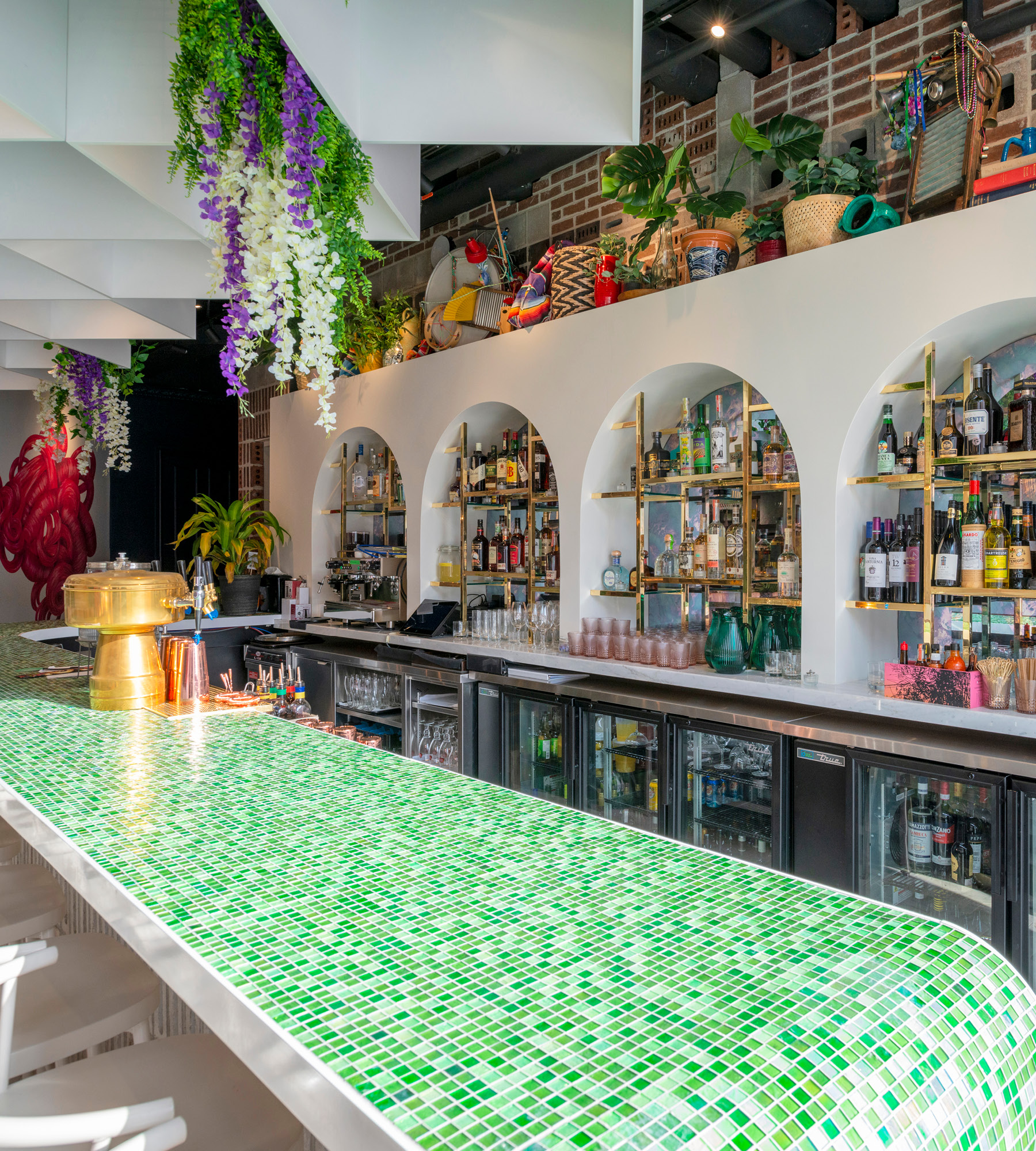 Bar Sofia Stand up bar, Benches, Liquor storage, Ceiling feature Commercial Millwork